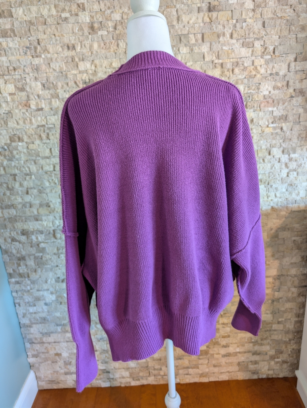 Free People Easy Street Tunic Ribbed Mock Neck Sweater Purple Knit Size XS - Picture 3 of 10